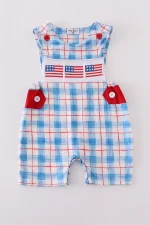 Flag embroidery smocked plaid jonjon