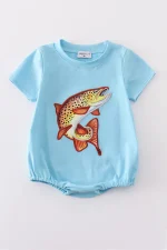 Blue fish applique bubble