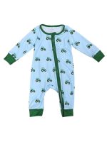 Big Green Tractor Zip Up Baby Romper