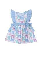 Bowtastic Coquette Bows Light Blue Ruffle Trim Girls Dress