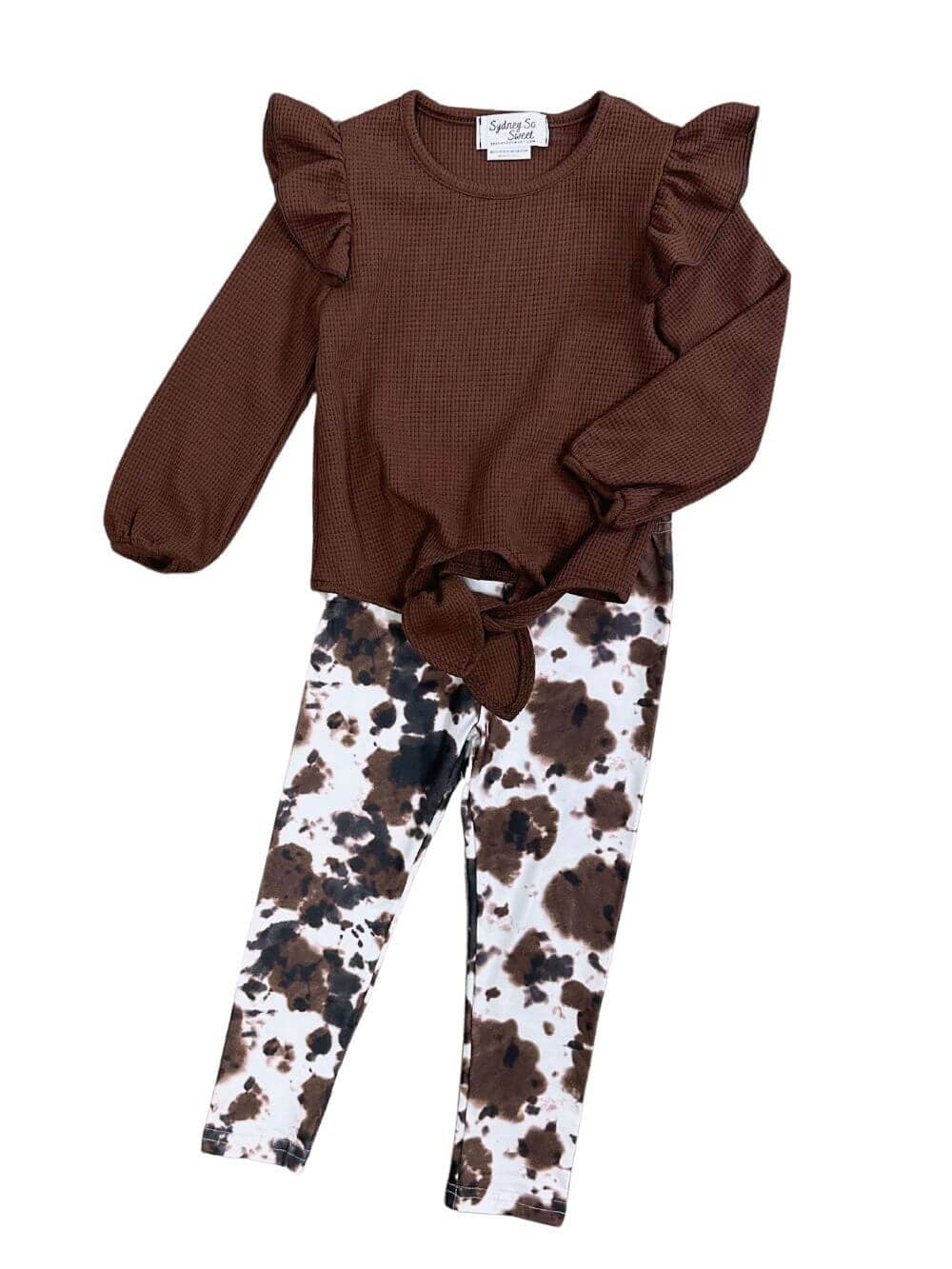 Brown Cow Brown Cow Girls Tie Top Leggings Outfit - Image 1