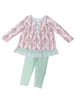 Coquette Christmas Bows Girls Gingham Pants Outfit