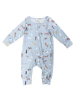 Dog Days Light Blue Zip Up Baby Romper