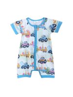 Egg Farm Boys Blue Trim Easter Romper
