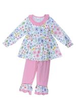 Flower Power Pink Girls Tunic & Ruffle Trim Pants Outfit