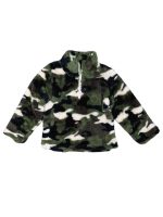 Green Camo Minky Plush Fleece Quarter Zip Top