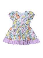 Hanging with My Peeps Ruffle Trim Short Sleeve Easter Dress