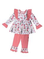 Kickin' Cowgirl Ruffle Trim Girls Top & Pants Outfit