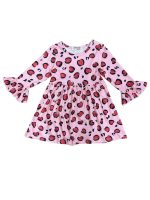 Leopard Loving Pink Ruffle Flare Animal Print Girls Dress