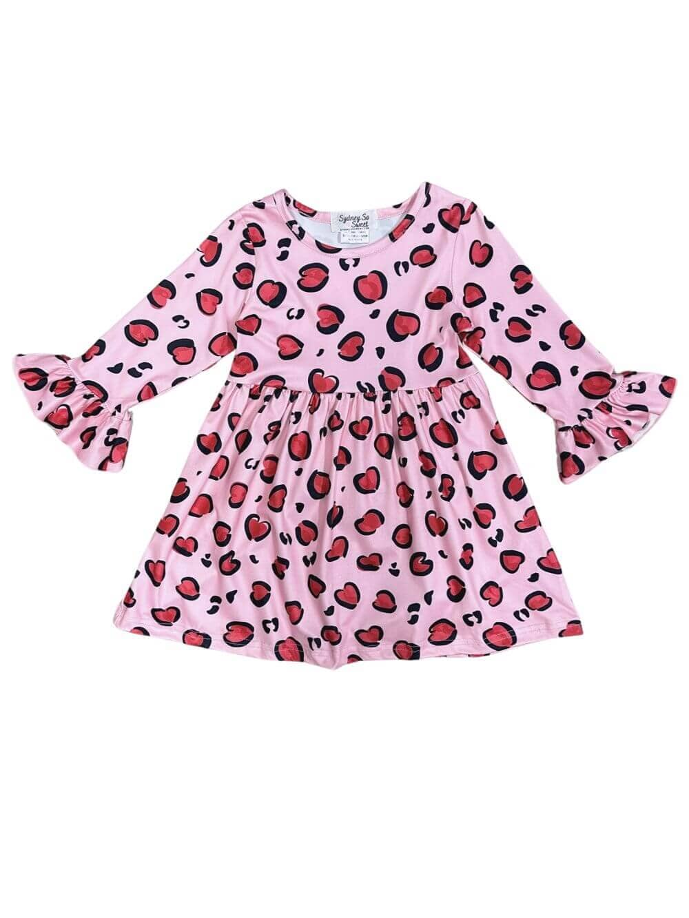 Leopard Loving Pink Ruffle Flare Animal Print Girls Dress - Image 1