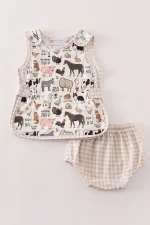 Beige farm baby boy set