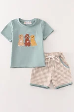 Puppy embroidery boy set