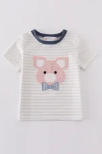 Pig applique boy top
