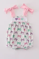 Pink bow embroidery print bubble
