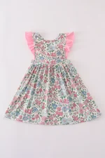 Vintage floral print ruffle dress