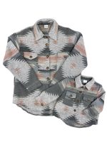 Mom and Me - Gray and Pink Aztec Print Shacket