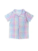 Pastel Plaid Boys Button Down Dress Up Shirt