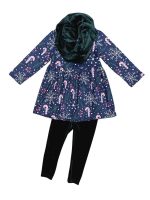 Peppermint Kisses Blue & Green Velvet Candy Cane Girls Scarf Outfit