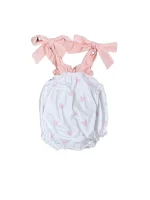 Petite Peachy Pink Heart Girls Baby Bubble Romper