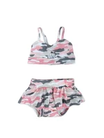 Pink Camo Girls 2 Piece Skirted Bikini Swimsuit