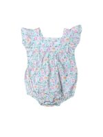 Pretty Petite Floral Pink Ruffle Baby Bubble Romper