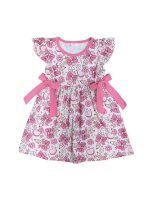 Pretty Pink Bow Pencil Girls Back to School Dress