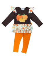 Pumpkin Patch Orange & Brown Girls Leggings Outfit
