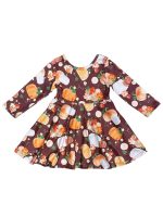 Pumpkins Please Burgundy Long Sleeve Girls Fall Skater Dress