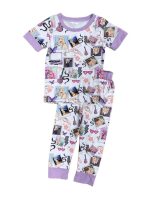 Rock Star Lavender Girls Short Sleeve Pajama Set
