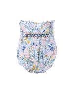 Spring Garden Smocked Ruffle Girls Baby Bubble Romper
