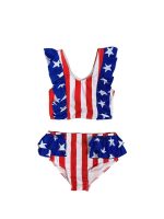 Stars & Stripes Girls USA Flag Print Two-Piece Swimsuit