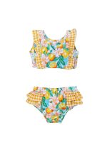 Summer Sweet Girls Gingham Plaid Ruffle 2 Piece Swimsuit