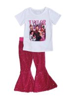 TS Nation Hot Pink Sequin Bell Bottoms Girls Outfit