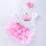 First Birthday Baby Girl Clothing Set Newborn Cotton bodysuits+Pink Tutu Skirt+headband 3pcs/Sets Infant Clothes Party 1 year - Image 12