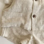Baby Boy Girl Clothes Sets Shirt+Short Linen Summer Infant Toddler Child Homesuit Button Short Sleeve Baby Clothes 1-7Y - Image 6