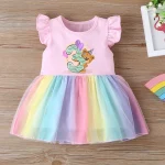Baby Girl Clothes 1nd 2nd 3nd 4nd Birthday Dress Outfits Girls rainbow Dresses Cartoon Clothes Girls Casual Vestidos - Image 9