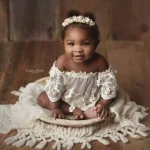 1Year Old Baby Clothes Girls Birthday Dress Newborn Photography Props Strapless Flower Lace Skirt Infant Shoot Photo Accessories - Image 3