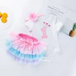 First Birthday Baby Girl Clothing Set Newborn Cotton bodysuits+Pink Tutu Skirt+headband 3pcs/Sets Infant Clothes Party 1 year - Image 10