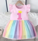 Baby Girl Clothes 1nd 2nd 3nd 4nd Birthday Dress Outfits Girls rainbow Dresses Cartoon Clothes Girls Casual Vestidos - Image 24