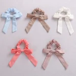 Girls Hair Accessories Big Bows Toddler Ponytail Holder Cotton Linen Children Elastic Scrunchy Fashion Hair Rubber Bands - Image 5