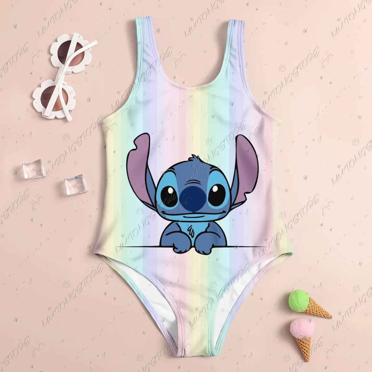 24 New Baby Swimsuit Girl 2024 Stitch Children Women Swimwear Beach Swimsuit Kids 4-14 Years Old Sell Like Hot Cakes Girls' Girl - Image 8
