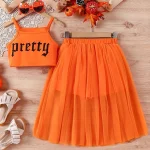 5-14 Years Teenagers Girls Clothing Sets Summer New Cotton Fashion Top + Mesh Skirt Two Piece Set Birthday Gifts Kids Clothes - Image 3