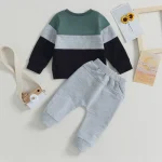 Newborn Baby Boy Pant Sets Autumn Clothes 2 Piece Outfits Contrast Color Long Sleeve Sweatshirt and Elastic Pants Baby Items - Image 4