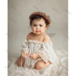 1Year Old Baby Clothes Girls Birthday Dress Newborn Photography Props Strapless Flower Lace Skirt Infant Shoot Photo Accessories - Image 8