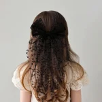 1pc Girls Wedding Decor Embroidery Lace Bow Long Tail Hair Accessory Kids Party Wear Hair Clip Teenage Fahion Ponytail Barrettes - Image 7