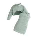Newborn Baby Girls Clothes Set 6Months-3Years old Long Sleeve Striped Top and Suspenders Skirt Princess Dresses For Kids Girl - Image 7