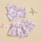 Toddler Girls Two Piece Swimsuits Sleeveless Bow Print Tank Top Bikini Bottom Set Summer Bathing Suits - Image 4
