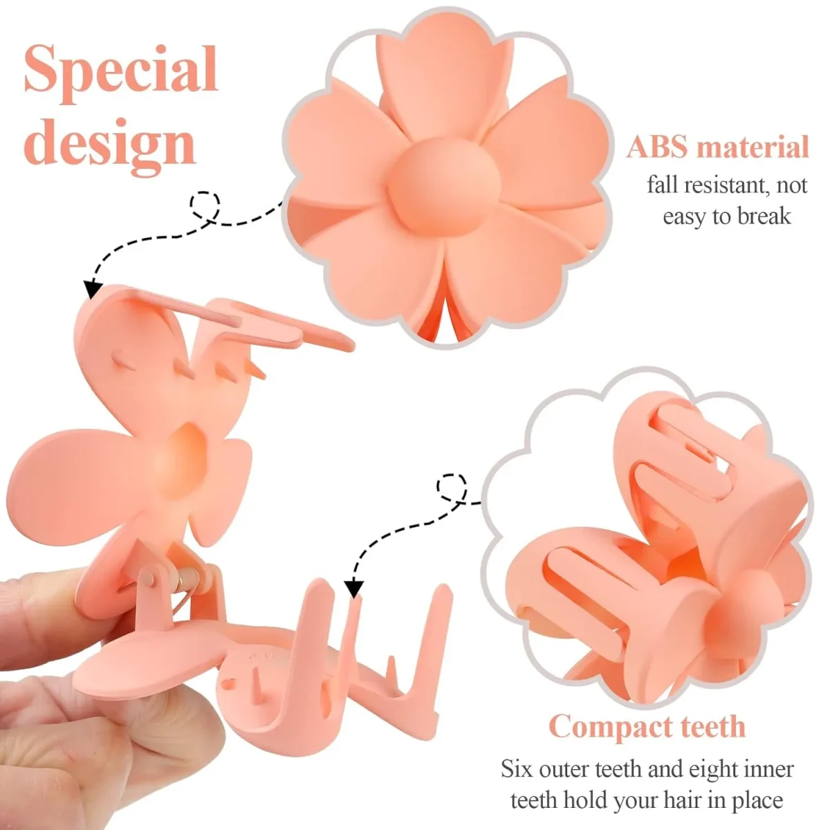 Flower Claw Clip 7 PCS Claw Clips, Hair Clips For Women Non Slip, Claw Clips for Thick Hair Women Girls Gifts, 7 Colors - Image 2
