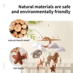 Crib Mobile Bed Bell Wooden Baby Rattles Soft Felt Cartoon Animal Bed Bell Newborn Music Box Hanging Toy Crib Bracket Baby Gifts - Image 3