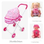 Trendy Plastic + Metal Dolls Pram Iron Support Frame Play Game Kids House Accessories Role Play Baby Stroller Little Girls Boys - Image 4